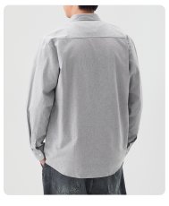 画像3: メンズオックスフォードシャツ 日系カジュアル 長袖 綿 100% スリムフィット ボックスカラー  アウター風ブラウス (3)