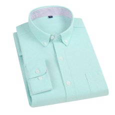 画像8: メンズオックスフォードシャツ 日系カジュアル 長袖 綿 100% スリムフィット ボックスカラー  アウター風ブラウス (8)