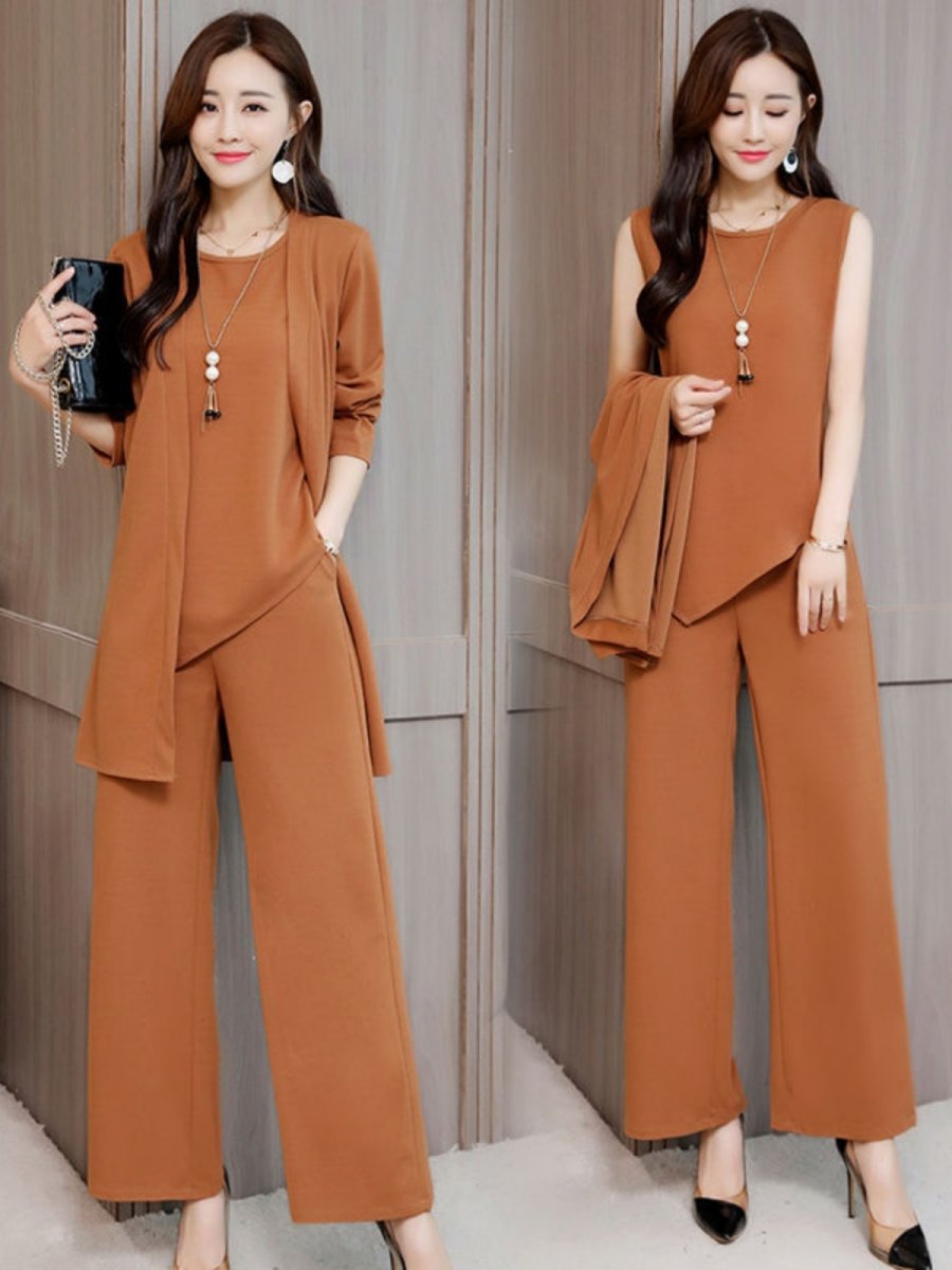 画像2: レディース セットアップ 3点セット 上品エレガント 大人フェミニン 体型カバー 着痩せ効果 ゆったりサイズ 大きいサイズ対応 高見えコーデ レディースファッション 通勤 お出かけ 人気スタイル (2)