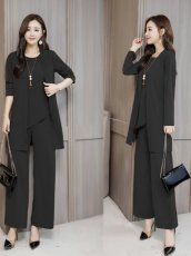 画像4: レディース セットアップ 3点セット 上品エレガント 大人フェミニン 体型カバー 着痩せ効果 ゆったりサイズ 大きいサイズ対応 高見えコーデ レディースファッション 通勤 お出かけ 人気スタイル (4)