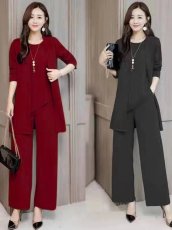 画像3: レディース セットアップ 3点セット 上品エレガント 大人フェミニン 体型カバー 着痩せ効果 ゆったりサイズ 大きいサイズ対応 高見えコーデ レディースファッション 通勤 お出かけ 人気スタイル (3)