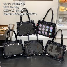 画像1: 痛バッグ　リボン　大容量　トートバッグ　ショルダーバッグ　推し活バッグ　うちわ収納　A4対応　通勤　通学　学生　レディース　痛バ　推しバッグ　かわいい (1)