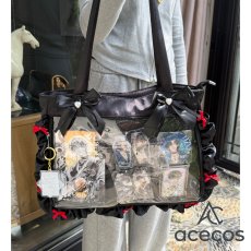 画像18: 痛バッグ　リボン　大容量　トートバッグ　ショルダーバッグ　推し活バッグ　うちわ収納　A4対応　通勤　通学　学生　レディース　痛バ　推しバッグ　かわいい (18)