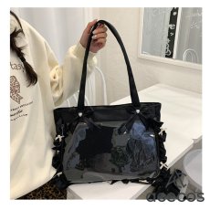 画像17: 痛バッグ　リボン　大容量　トートバッグ　ショルダーバッグ　推し活バッグ　うちわ収納　A4対応　通勤　通学　学生　レディース　痛バ　推しバッグ　かわいい (17)