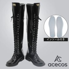画像1: 勝利の女神：NIKKE　風　ノワール　ブラックラビット　コスプレ靴　コスプレブーツ　靴用品 (1)