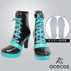 画像1: VOCALOID　風　初音ミク　16周年記念　コスプレ靴　コスプレブーツ　靴用品 (1)
