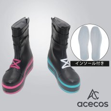 画像1: バーチャルYouTuber　風　VTuber　紫宮るな　サイバーパンク　コスプレ靴　コスプレブーツ　靴用品 (1)