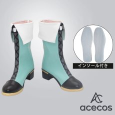 画像1: プロジェクトセカイ カラフルステージ！ feat. 初音ミク　風　日野森雫　ファシネイティング・アイドル　おまんじゅうでリラックス♪　コスプレ靴　コスプレブーツ　靴用品 (1)
