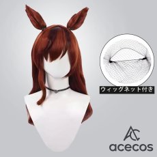 画像1: ウマ娘プリティーダービー　風　ナイスネイチャ　ネガイノカサネ　正月衣装　コスプレウィッグ　鬘　かつら (1)