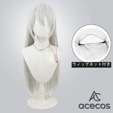 画像1: ブルーアーカイブ　風　黒舘ハルナ　銀色　コスプレウィッグ　鬘　かつら (1)